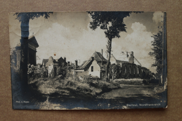 Ansichtskarte Foto AK Bailleul 1917 zerstörte Häuser Kirche Gebäude Weltkrieg Ortsansicht Frankreich France 62 Pas de Calais